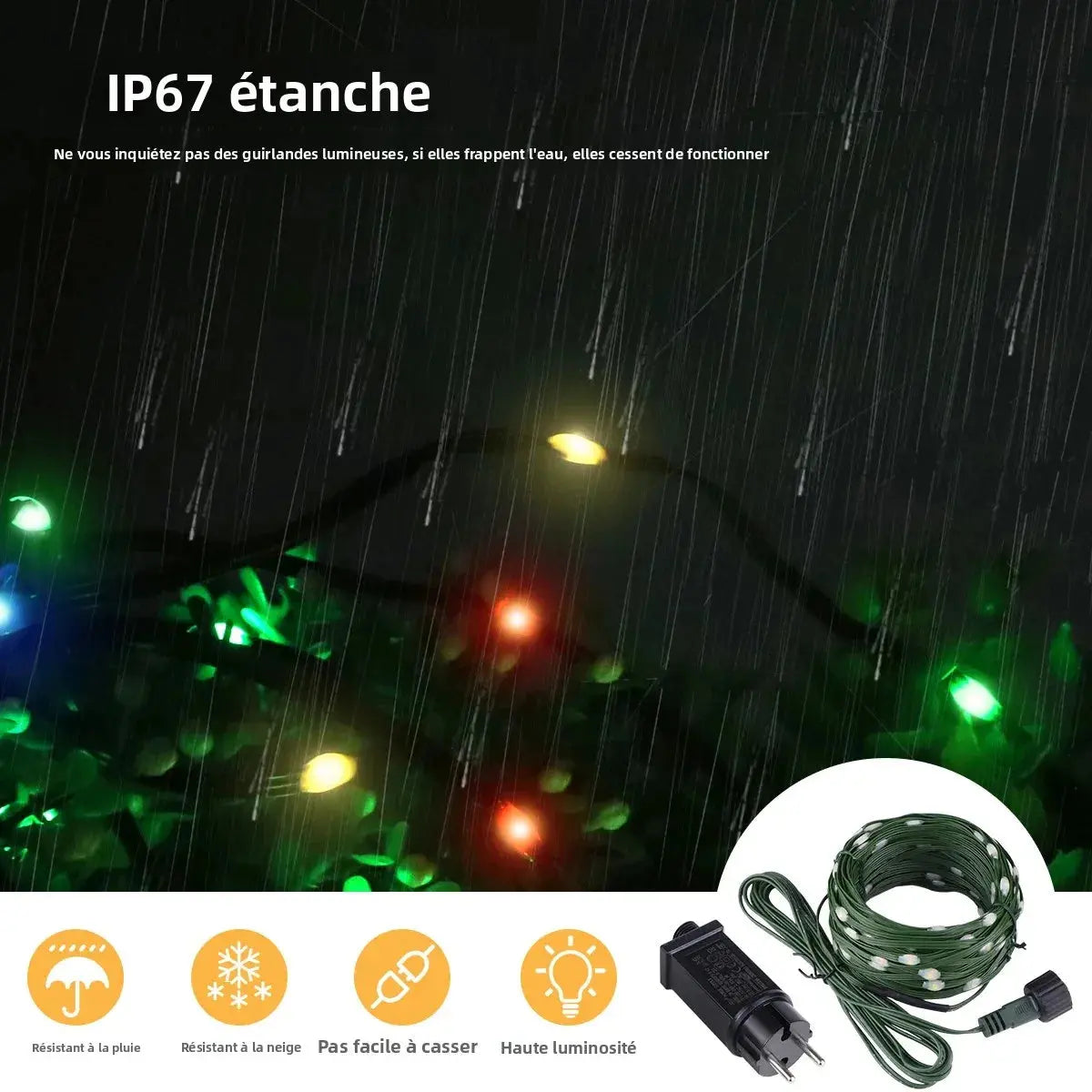 Guirlande lumineuse LED solaire & secteur – étanche avec télécommande Fééries Mancelya