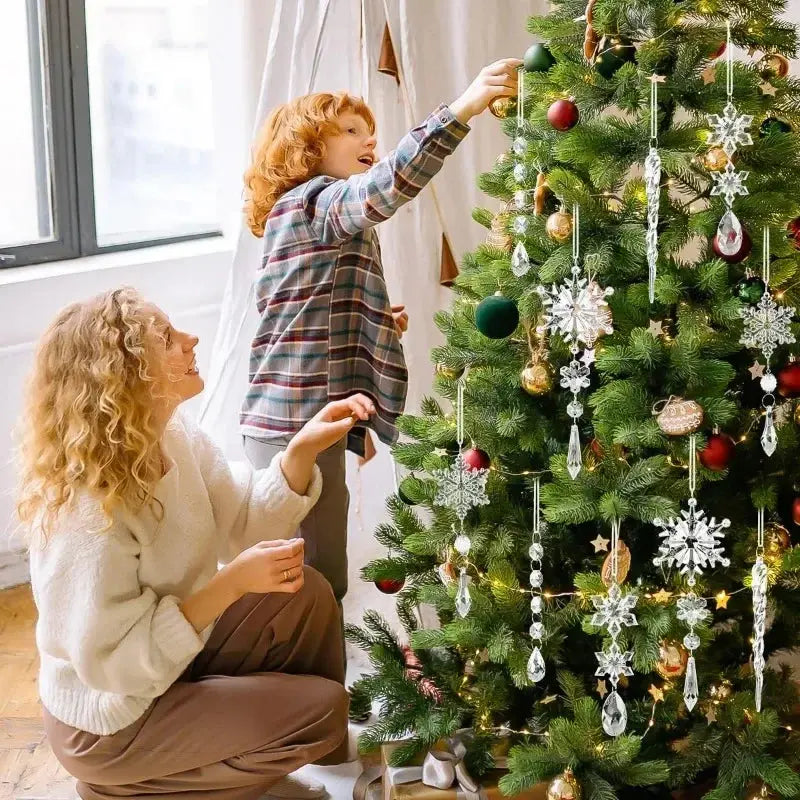 Ornements de Noël en cristal acrylique– Flocons & Stalactites Fééries Mancelya