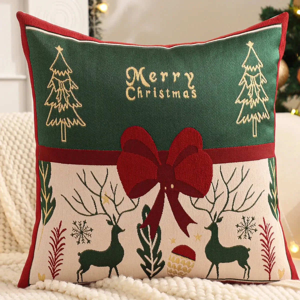 Housse de coussin de noël décoration festive Fééries Mancelya