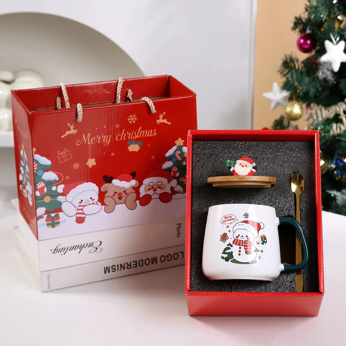 Kit cadeau de Noël – Mug chauffant avec couvercle & cuillère Fééries Mancelya