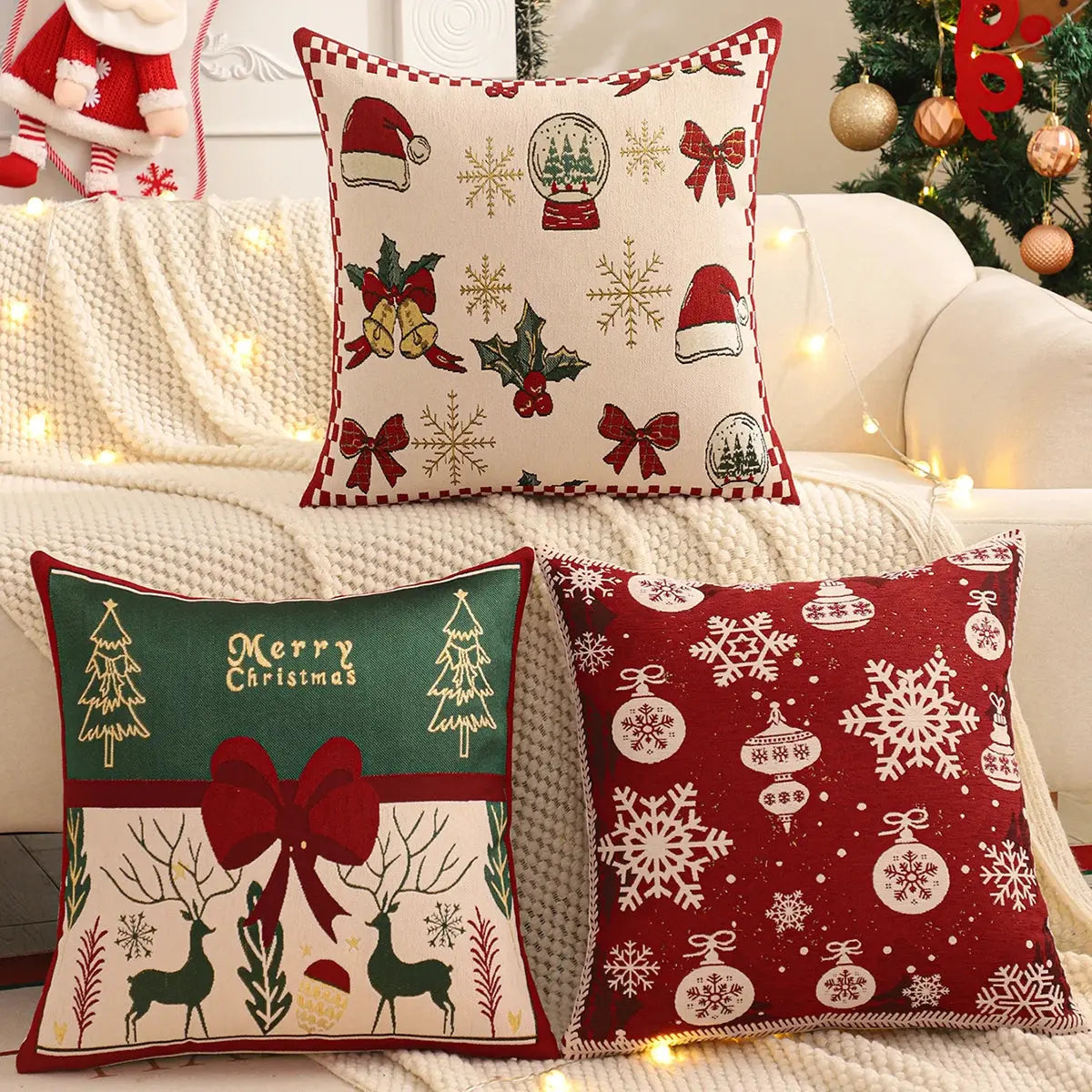 Housse de coussin de noël décoration festive Fééries Mancelya