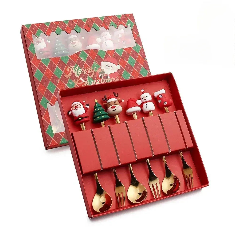 Coffret ensemble de cuillères et fourchettes de Noël Fééries Mancelya