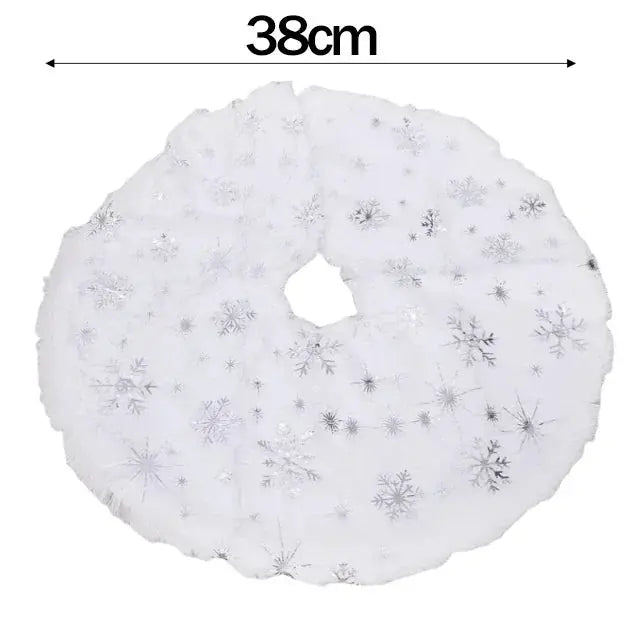Jupe d'arbre de noël blanche en peluche, motifs flocons de neige Fééries Mancelya