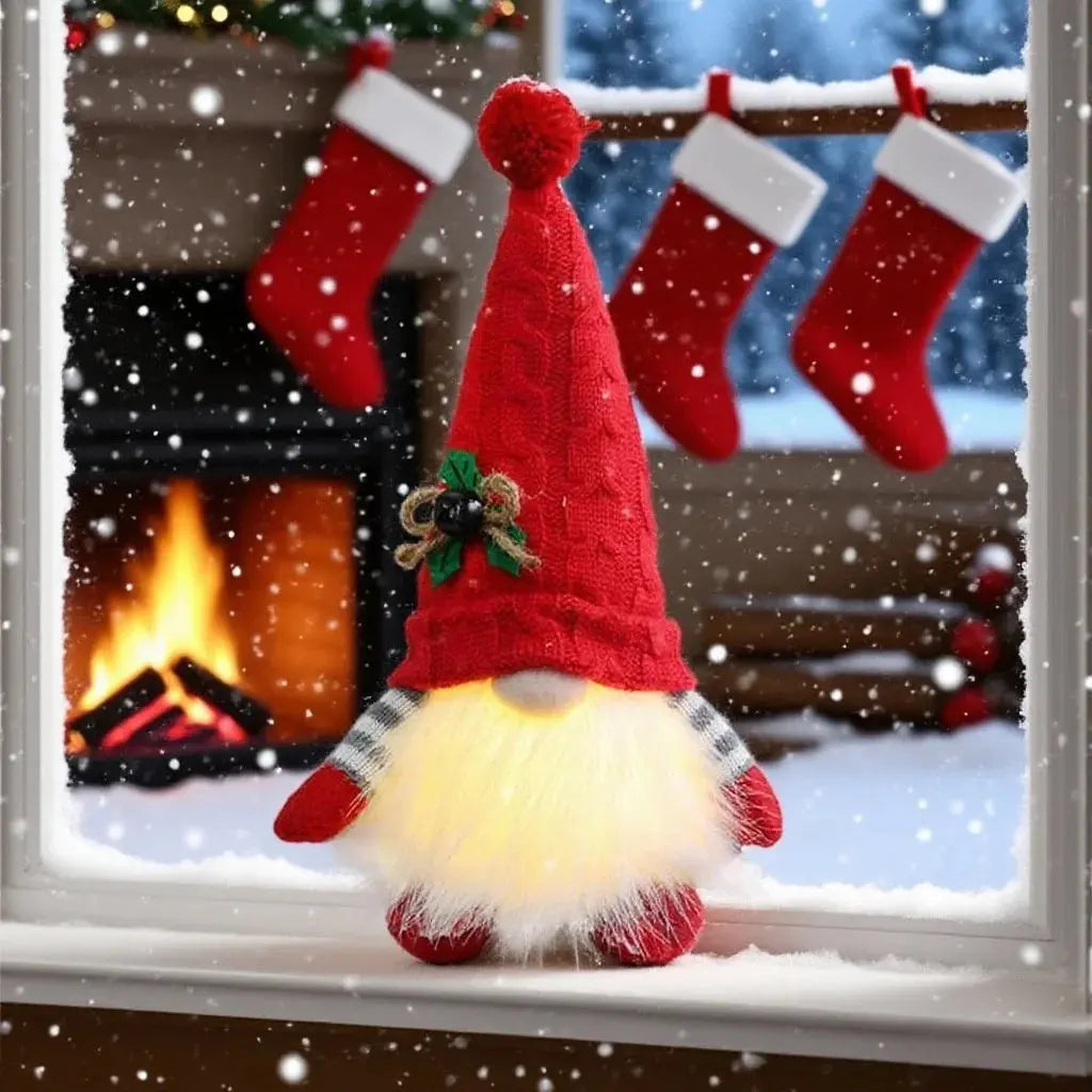 Poupée Gnome tricotée scintillante avec veilleuse LED Fééries Mancelya