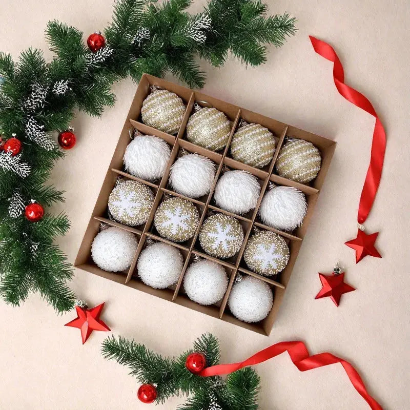 Boules de noël en mousse et pailletée(lot de 16) Fééries Mancelya