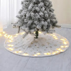 Jupe d'arbre de noël blanche en peluche, motifs flocons de neige Fééries Mancelya
