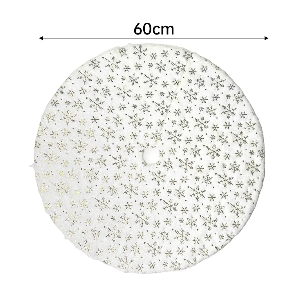 Jupe d'arbre de noël blanche en peluche, motifs flocons de neige Fééries Mancelya