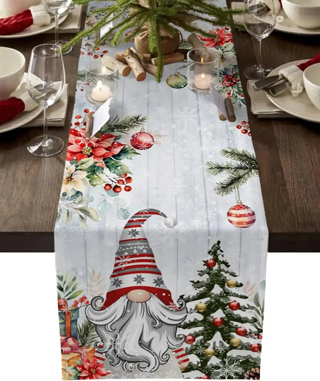 Chemin de table motifs Gnomes et flocons Fééries Mancelya