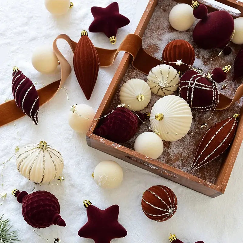 Coffret de boules de Noël flockées Fééries Mancelya