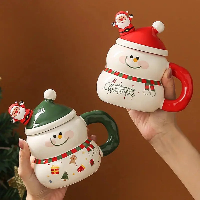 Tasse de Noël en céramique avec couvercle et cuillère Fééries Mancelya