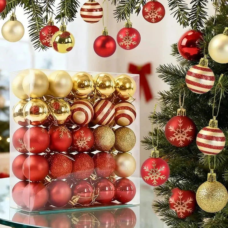 Boules de Noël dorées et rouges(lot de 50) Fééries Mancelya