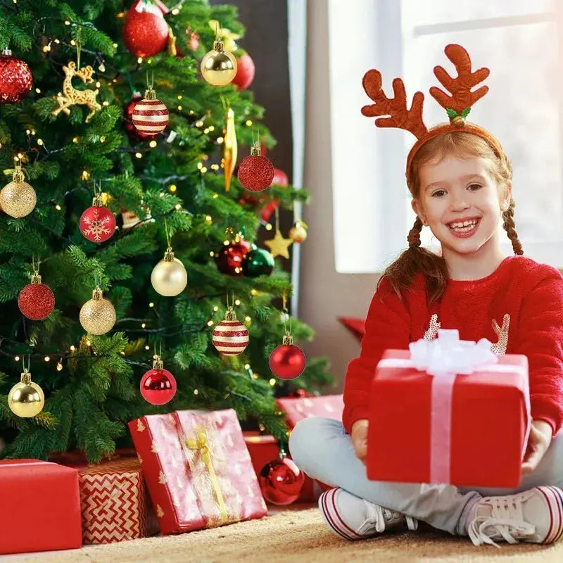 Boules de Noël dorées et rouges(lot de 50) Fééries Mancelya