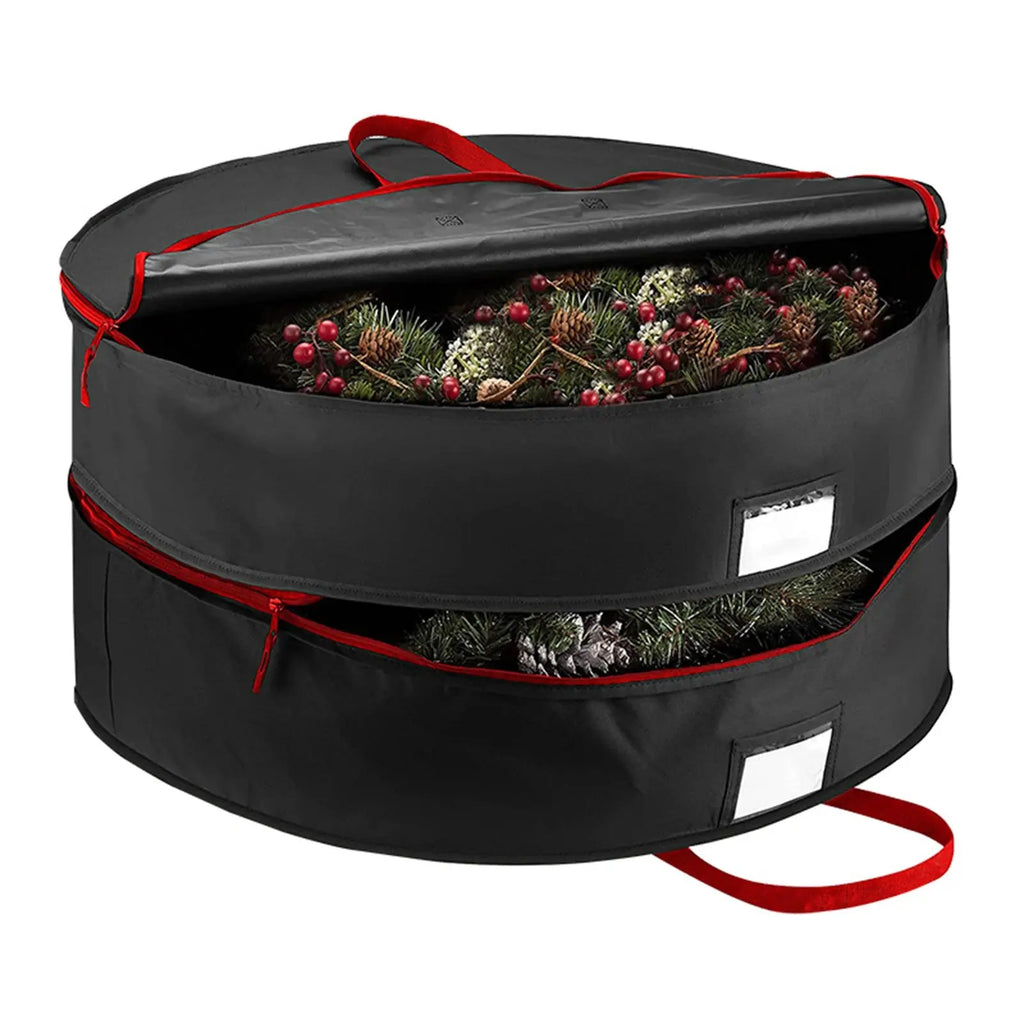 Sac de rangement imperméable double en tissu Oxford pour couronnes et guirlandes de Noël