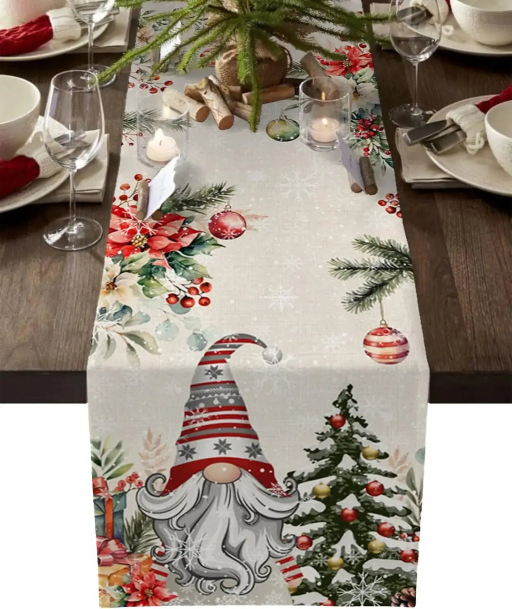 Chemin de table motifs Gnomes et flocons Fééries Mancelya