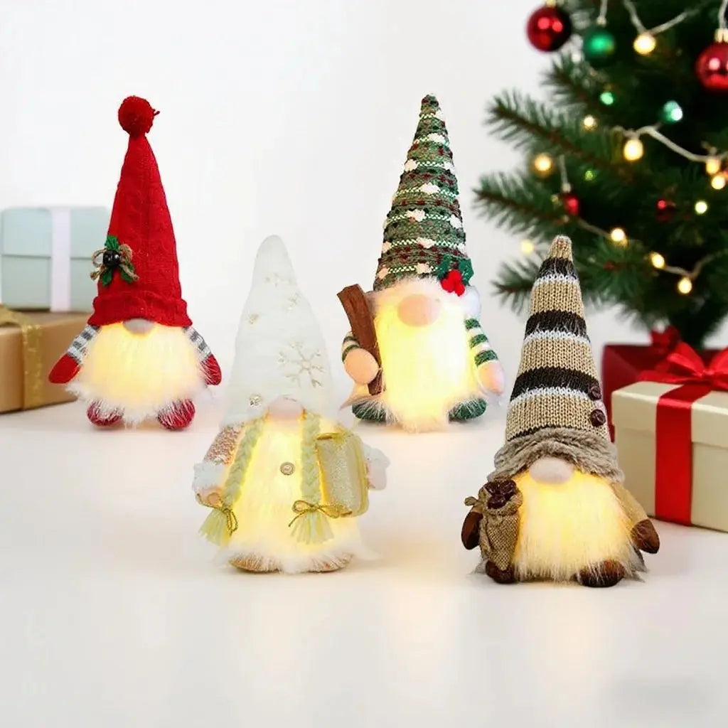 Poupée Gnome tricotée scintillante avec veilleuse LED Fééries Mancelya