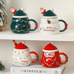 Mug de Noël en céramique avec couvercle et cuillère style nordique Fééries Mancelya