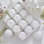 Boules de Noël blanche neige en dentelle (lot de 12) Fééries Mancelya