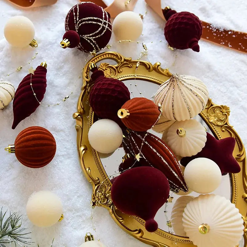 Coffret de boules de Noël flockées Fééries Mancelya