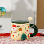 Tasse de Noël en céramique avec couvercle et cuillère motifs 3D Fééries Mancelya