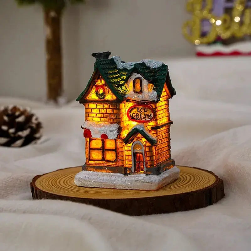 Maisons de Noël lumineuses LED en résine Fééries Mancelya