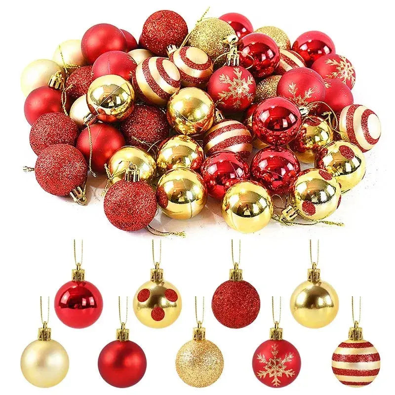 Boules de Noël dorées et rouges(lot de 50) Fééries Mancelya