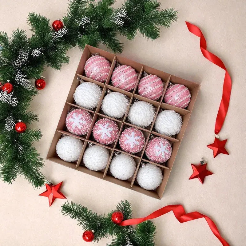 Boules de noël en mousse et pailletée(lot de 16) Fééries Mancelya