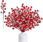 Bouquets de baies rouges artificielles enneigées Fééries Mancelya