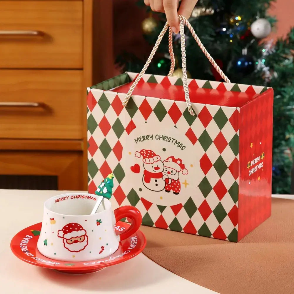 Coffret Cadeau tasse de Noël en céramique avec sous tasse et cuillère Fééries Mancelya