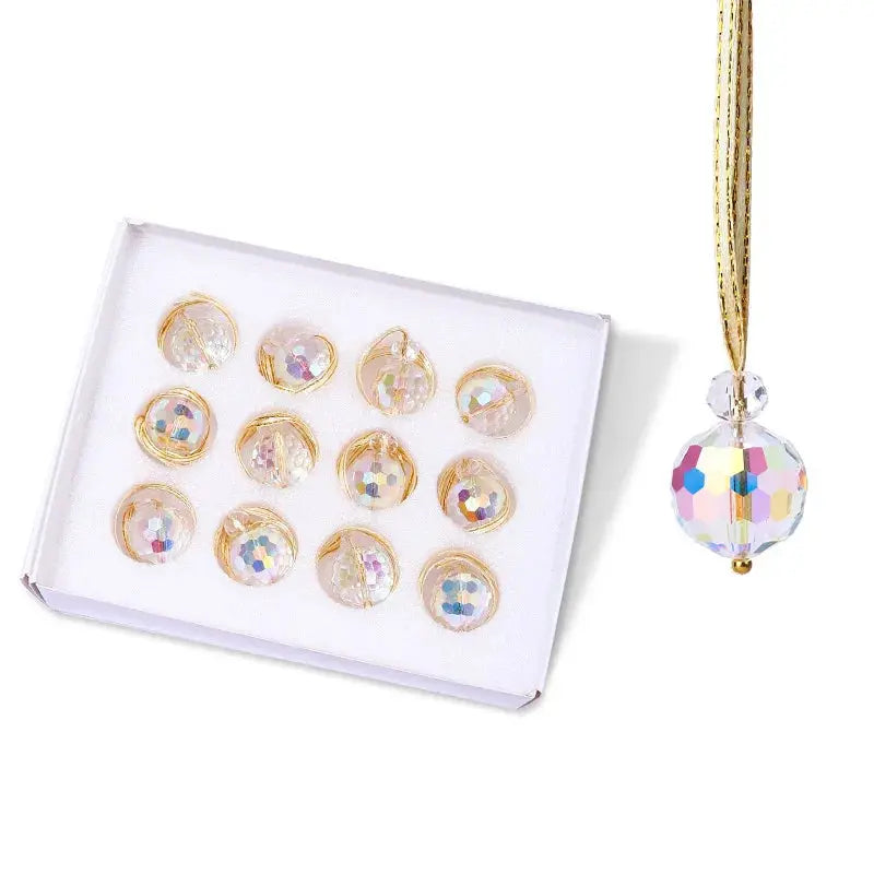 Mini boules scintillantes en verre de cristal (lot de 12) Fééries Mancelya