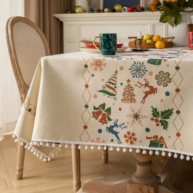 Nappe de table nordique
 tissée jacquard Fééries Mancelya