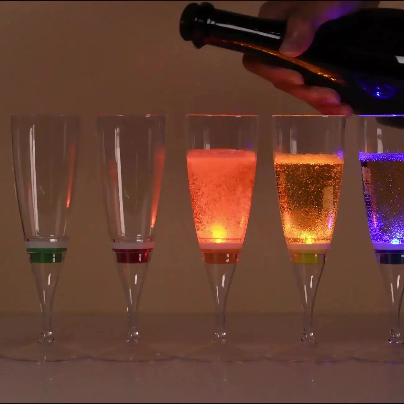 Coupes à champagne lumineuses LED - Set de 6 pièces
