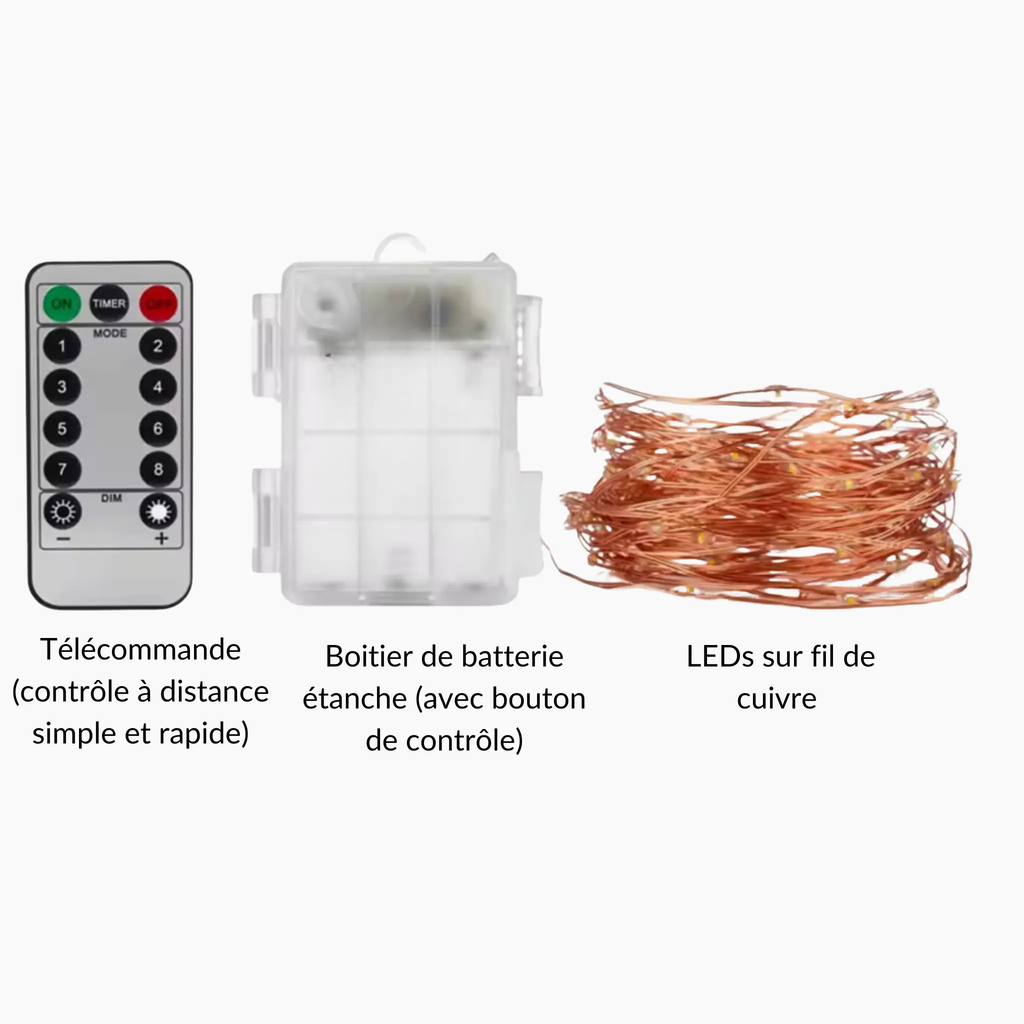 Guirlande lumineuse LED à piles avec télécommande Fééries Mancelya